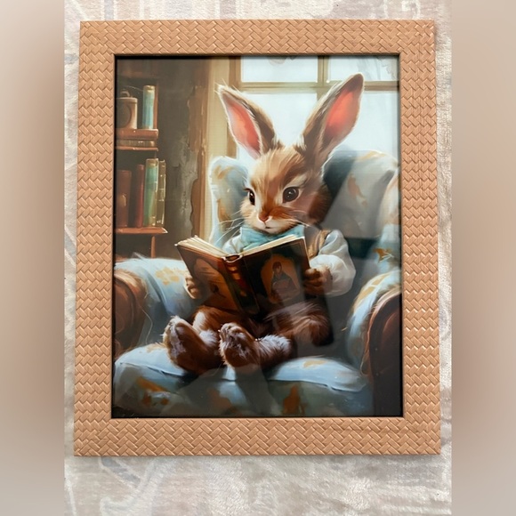 Peter Rabbit Reading Framed 8x10” Print - Picture 1 of 1